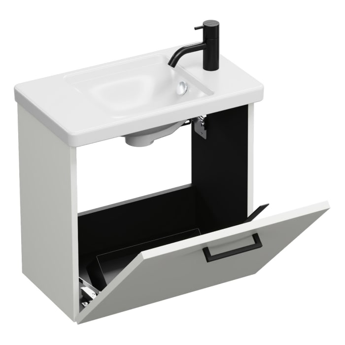 burgbad Eqio Waschtischkombination mit Keramik-Waschtisch, 53 cm, mit Stangengriff G0234