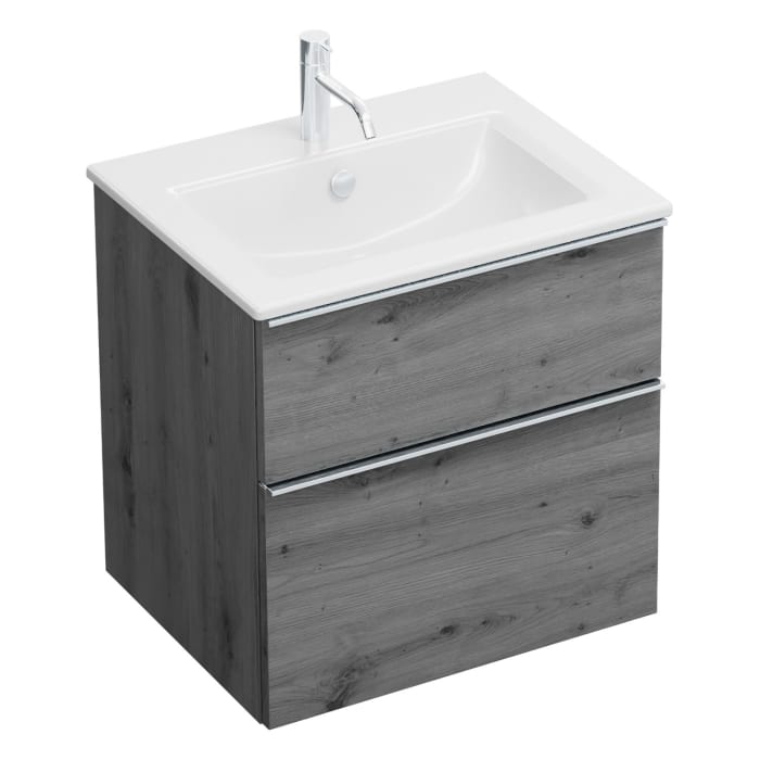 burgbad Eqio Waschtischkombination mit Keramik-Waschtisch Slim, 62 cm, mit Griffleiste G0251