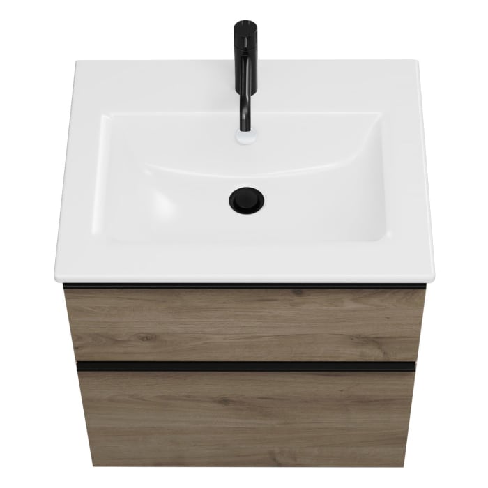 burgbad Eqio Waschtischkombination mit Keramik-Waschtisch Slim, 62 cm, mit Griffleiste G0252