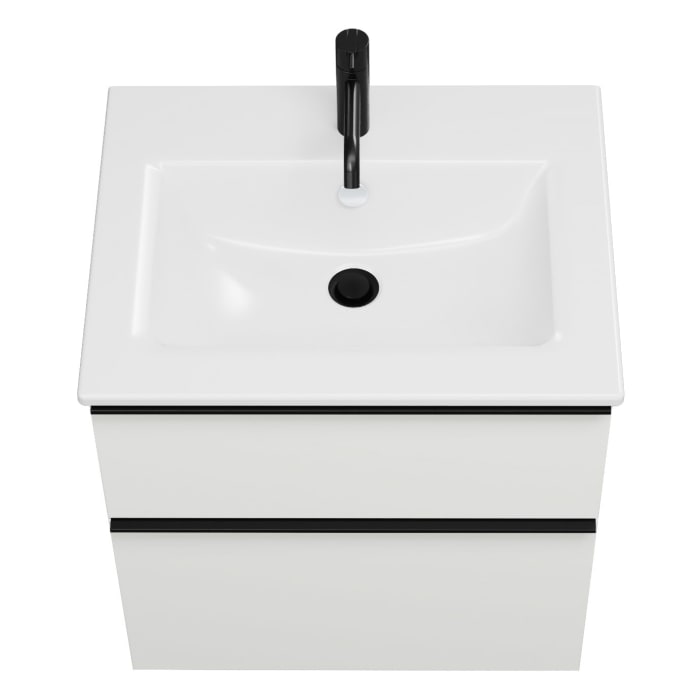 burgbad Eqio Waschtischkombination mit Keramik-Waschtisch Slim, 62 cm, mit Griffleiste G0252