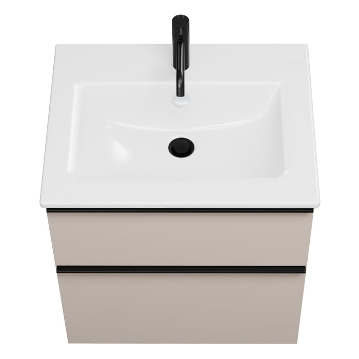 burgbad Eqio Waschtischkombination mit Keramik-Waschtisch Slim, 62 cm, mit Griffleiste G0252