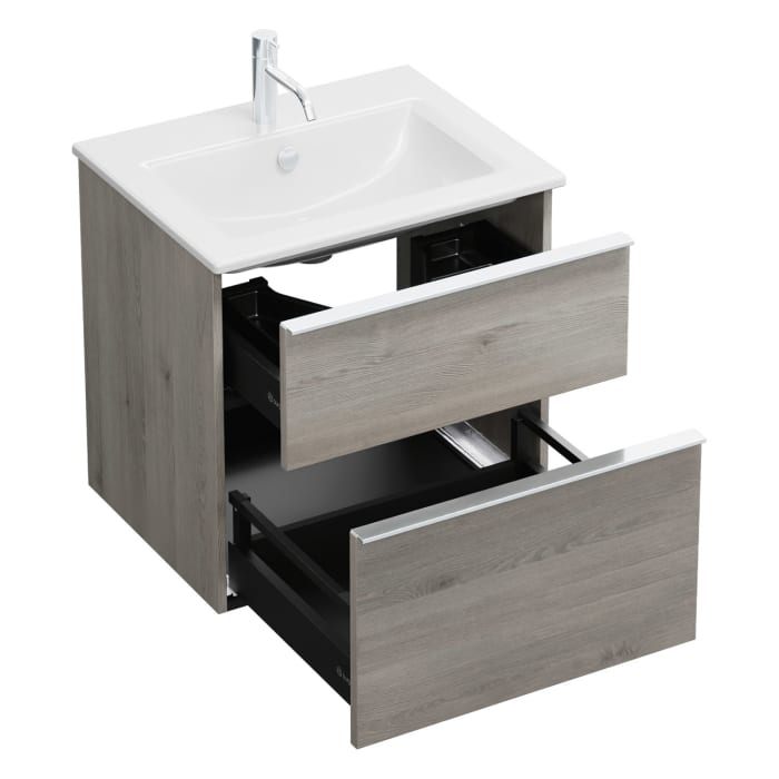 burgbad Eqio Waschtischkombination mit Keramik-Waschtisch Slim, 62 cm, mit Griffleiste G0251