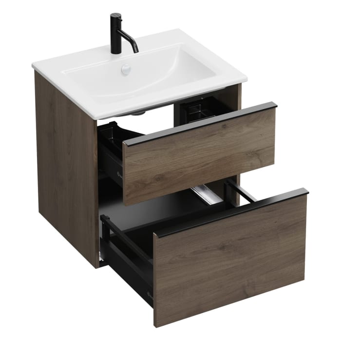 burgbad Eqio Waschtischkombination mit Keramik-Waschtisch Slim, 62 cm, mit Griffleiste G0252