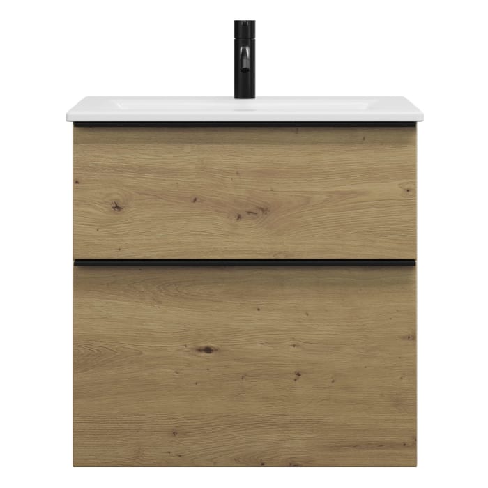 burgbad Eqio Waschtischkombination mit Keramik-Waschtisch Slim, 62 cm, mit Griffleiste G0252