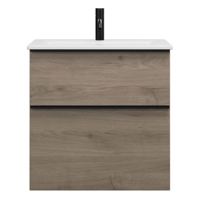 burgbad Eqio Waschtischkombination mit Keramik-Waschtisch Slim, 62 cm, mit Griffleiste G0252