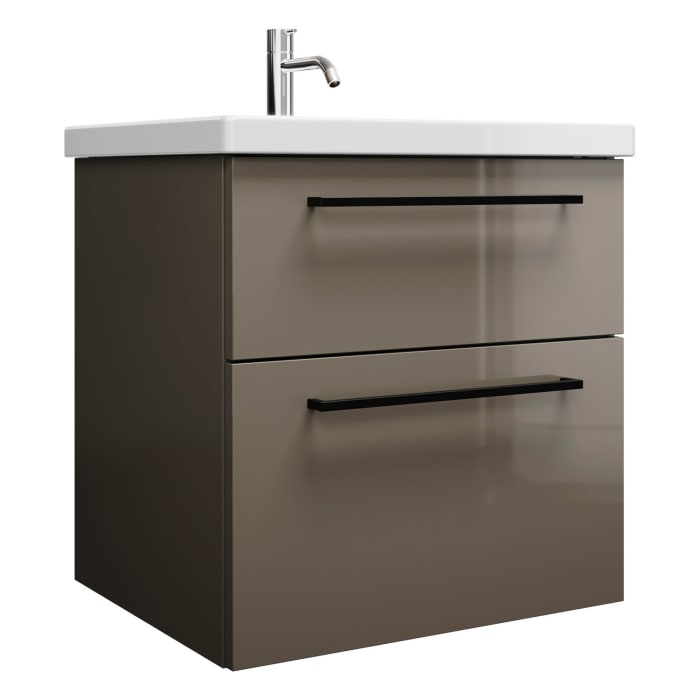 burgbad Eqio Waschtischkombination mit Keramik-Waschtisch, 63 cm, mit Stangengriff G0234