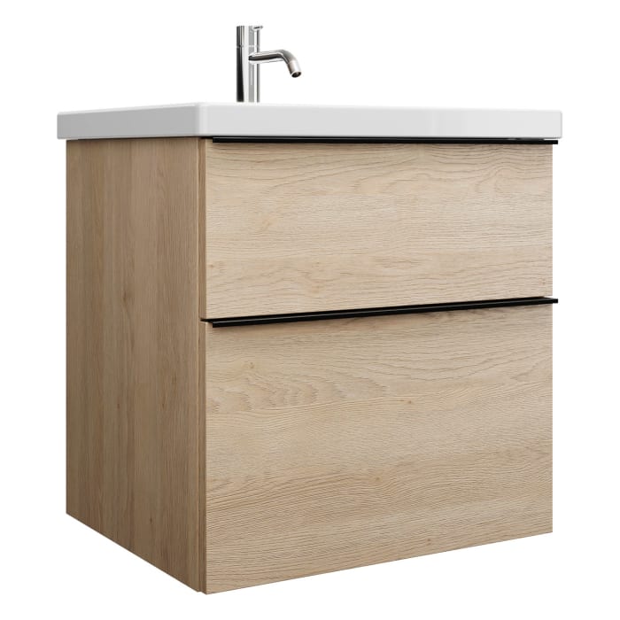 burgbad Eqio Waschtischkombination mit Keramik-Waschtisch, 63 cm, mit Griffleiste G0252