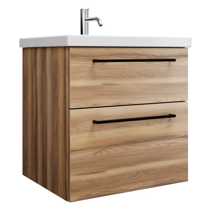 burgbad Eqio Waschtischkombination mit Keramik-Waschtisch, 63 cm, mit Stangengriff G0234