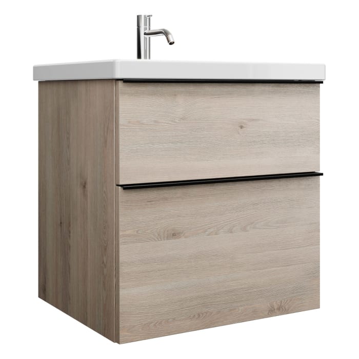 burgbad Eqio Waschtischkombination mit Keramik-Waschtisch, 63 cm, mit Griffleiste G0252