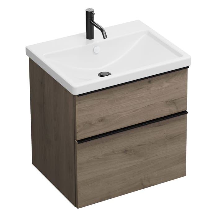 burgbad Eqio Waschtischkombination mit Keramik-Waschtisch, 63 cm, mit Griffleiste G0252