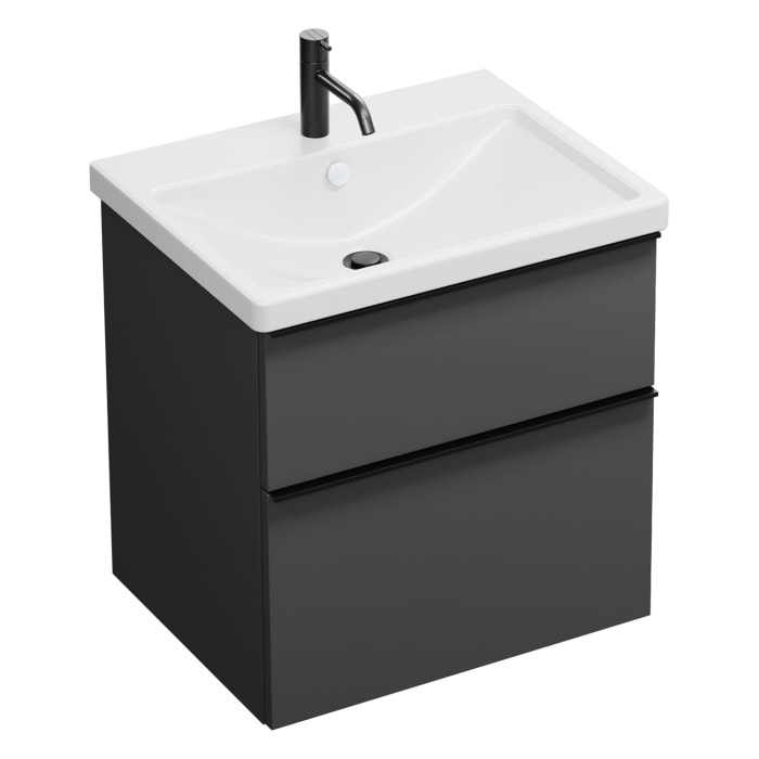 burgbad Eqio Waschtischkombination mit Keramik-Waschtisch, 63 cm, mit Griffleiste G0252