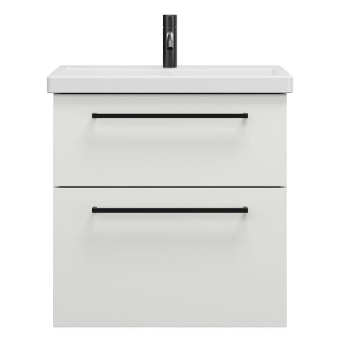 burgbad Eqio Waschtischkombination mit Keramik-Waschtisch, 63 cm, mit Stangengriff G0234