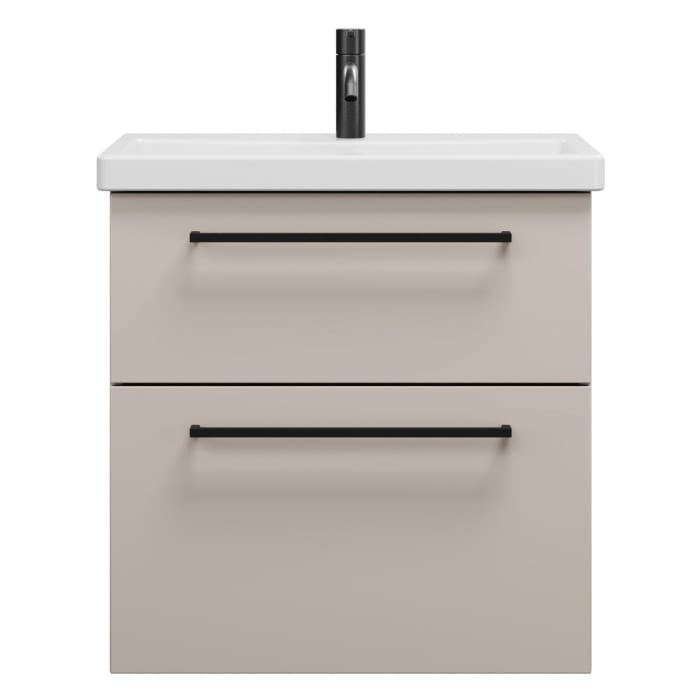 burgbad Eqio Waschtischkombination mit Keramik-Waschtisch, 63 cm, mit Stangengriff G0234