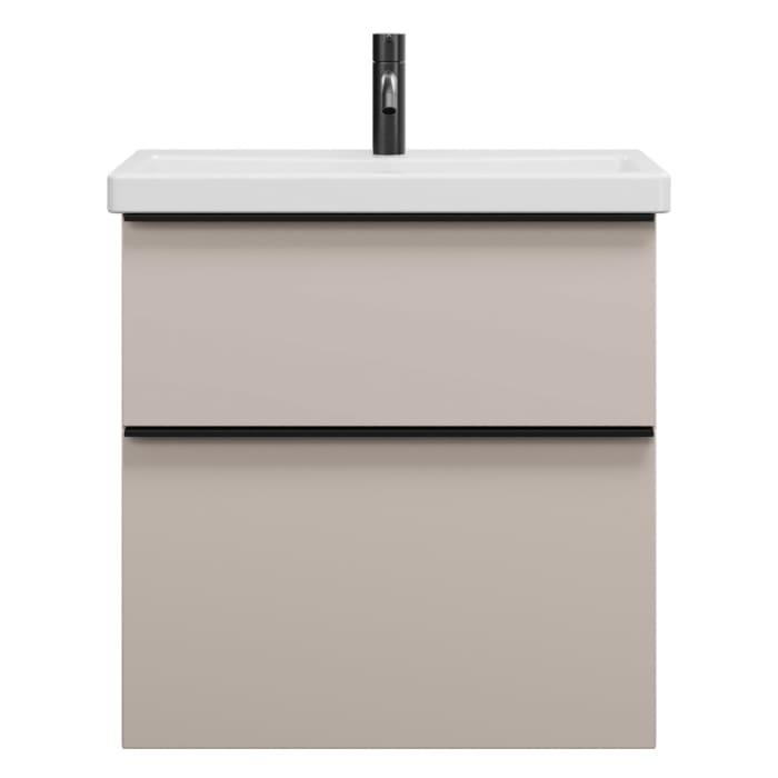 burgbad Eqio Waschtischkombination mit Keramik-Waschtisch, 63 cm, mit Griffleiste G0252