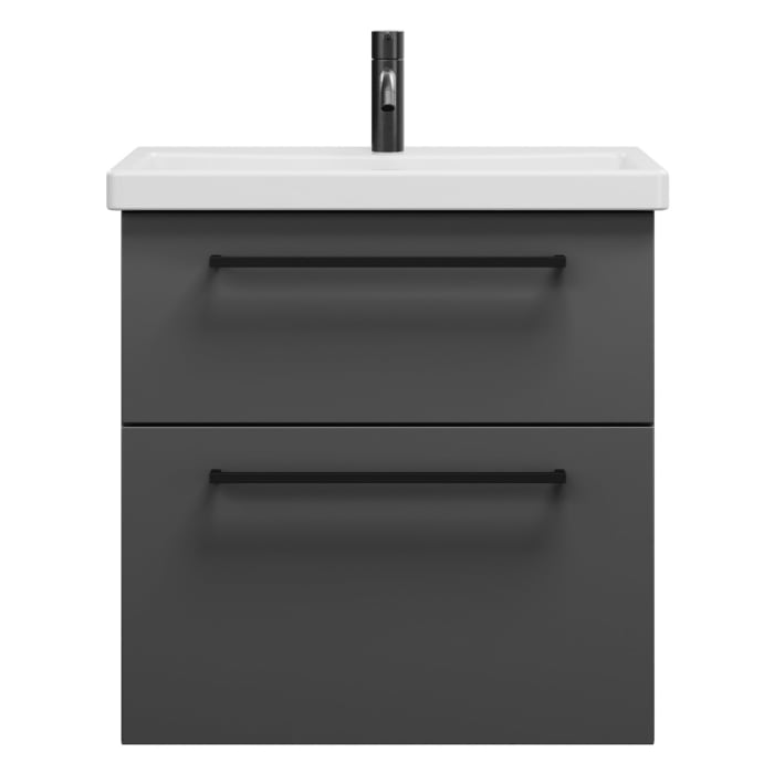 burgbad Eqio Waschtischkombination mit Keramik-Waschtisch, 63 cm, mit Stangengriff G0234