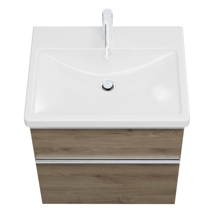 burgbad Eqio Waschtischkombination mit Keramik-Waschtisch, 63 cm, mit Griffleiste G0251