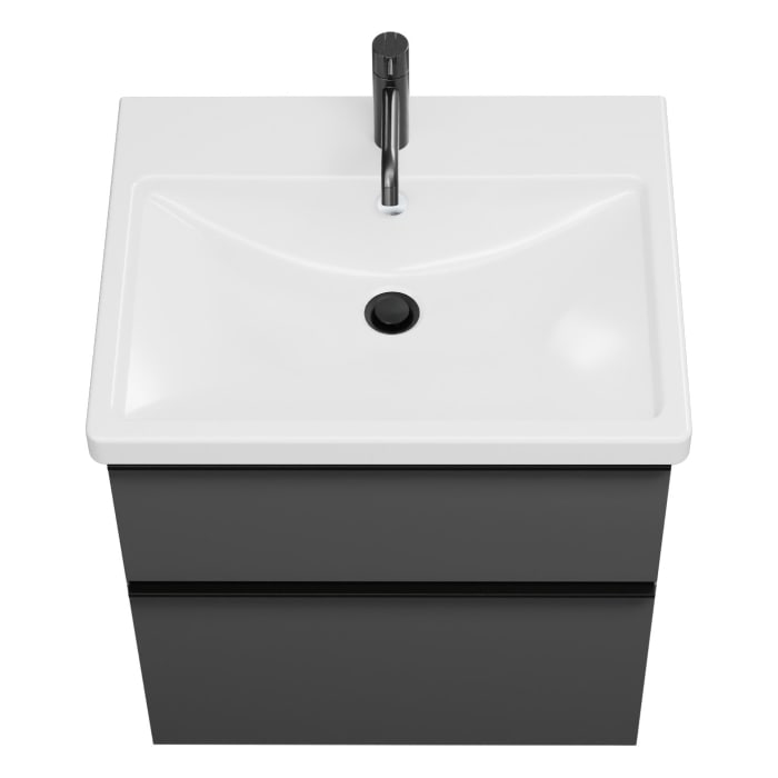 burgbad Eqio Waschtischkombination mit Keramik-Waschtisch, 63 cm, mit Griffleiste G0252