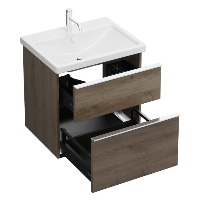 burgbad Eqio Waschtischkombination mit Keramik-Waschtisch, 63 cm, mit Griffleiste G0251