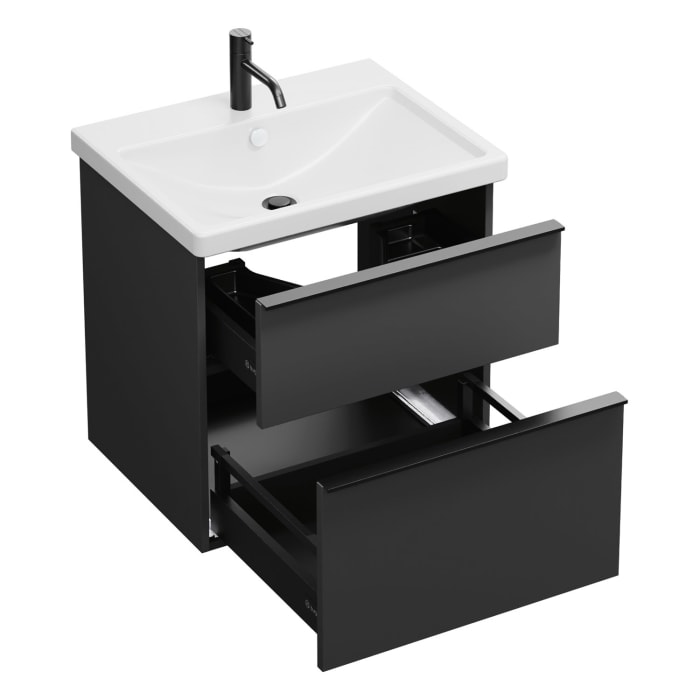 burgbad Eqio Waschtischkombination mit Keramik-Waschtisch, 63 cm, mit Griffleiste G0252