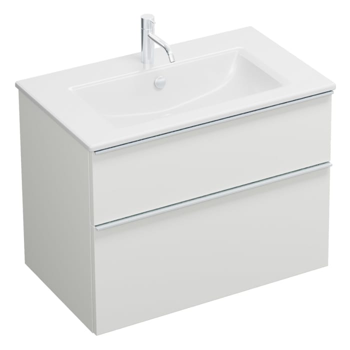 burgbad Eqio Waschtischkombination mit Keramik-Waschtisch Slim, 82 cm, mit Griffleiste G0251