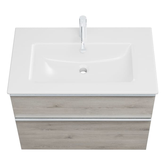 burgbad Eqio Waschtischkombination mit Keramik-Waschtisch Slim, 82 cm, mit Griffleiste G0251