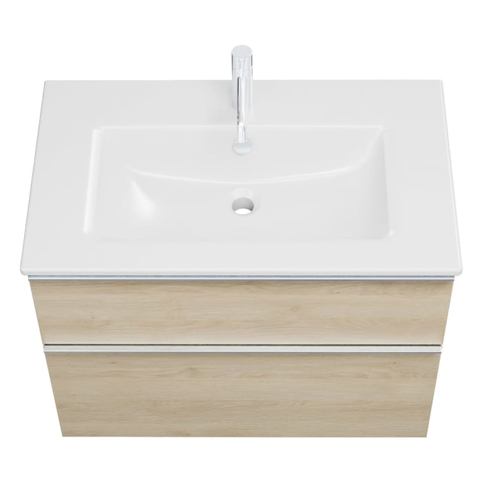 burgbad Eqio Waschtischkombination mit Keramik-Waschtisch Slim, 82 cm, mit Griffleiste G0251