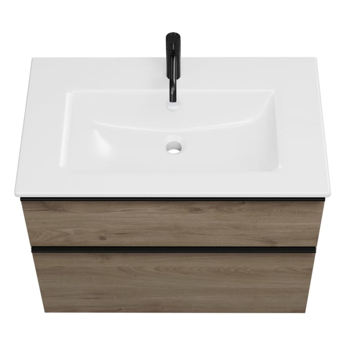 burgbad Eqio Waschtischkombination mit Keramik-Waschtisch Slim, 82 cm, mit Griffleiste G0252