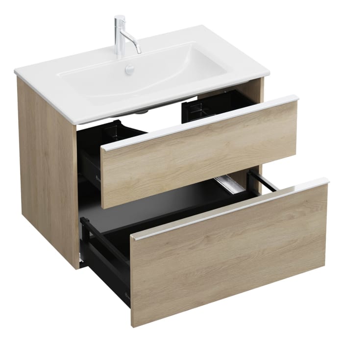 burgbad Eqio Waschtischkombination mit Keramik-Waschtisch Slim, 82 cm, mit Griffleiste G0251