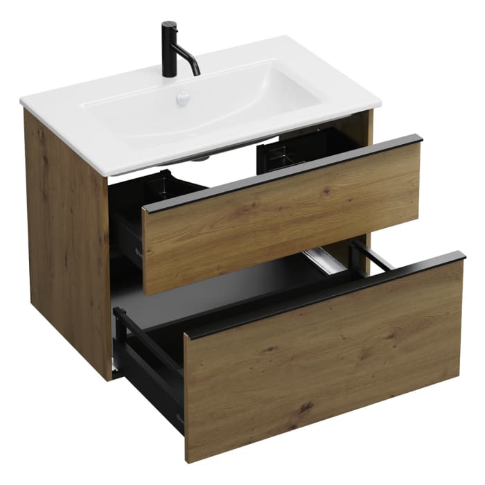 burgbad Eqio Waschtischkombination mit Keramik-Waschtisch Slim, 82 cm, mit Griffleiste G0252