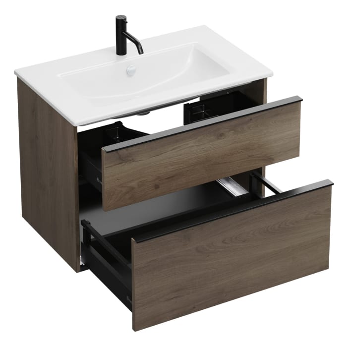 burgbad Eqio Waschtischkombination mit Keramik-Waschtisch Slim, 82 cm, mit Griffleiste G0252