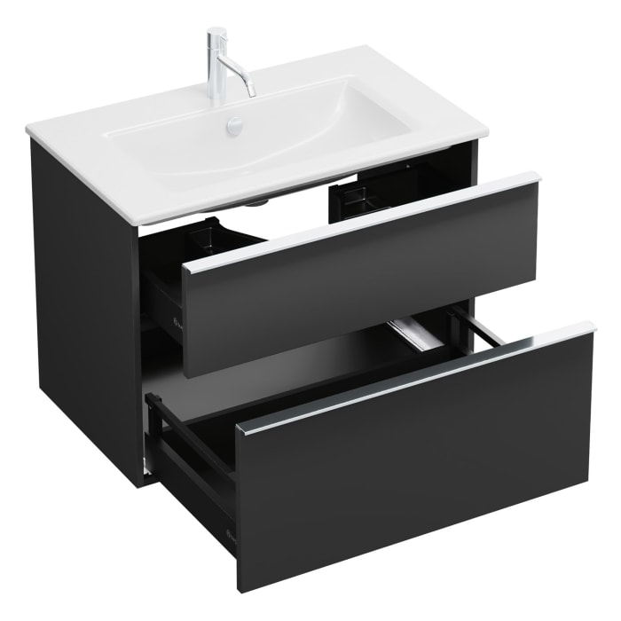 burgbad Eqio Waschtischkombination mit Keramik-Waschtisch Slim, 82 cm, mit Griffleiste G0251