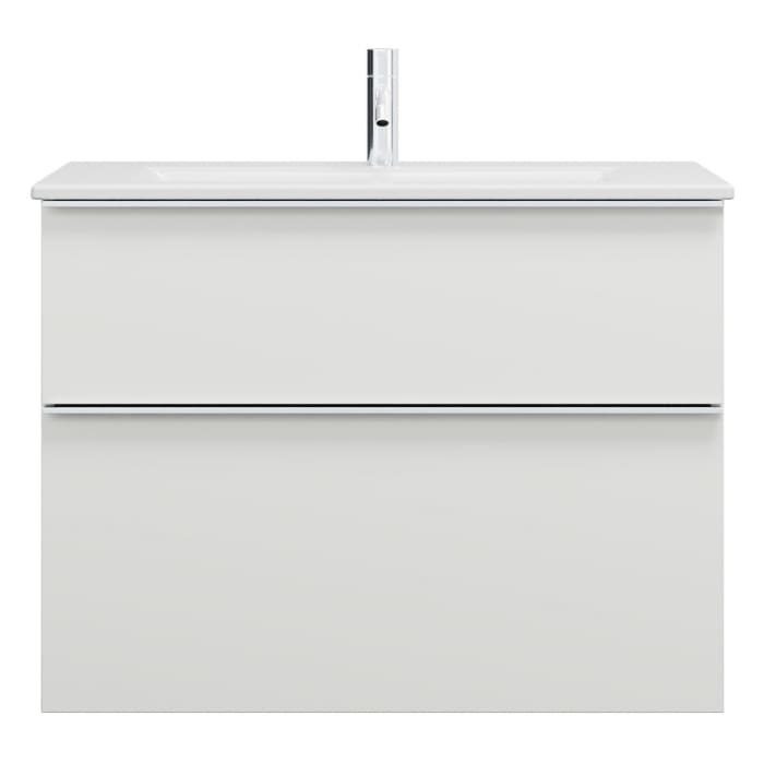 burgbad Eqio Waschtischkombination mit Keramik-Waschtisch Slim, 82 cm, mit Griffleiste G0251