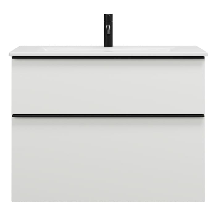 burgbad Eqio Waschtischkombination mit Keramik-Waschtisch Slim, 82 cm, mit Griffleiste G0252