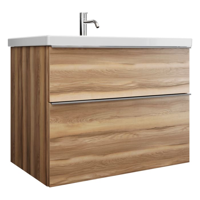 burgbad Eqio Waschtischkombination mit Keramik-Waschtisch, 83 cm, mit Griffleiste G0251