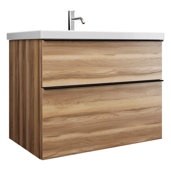 burgbad Eqio Waschtischkombination mit Keramik-Waschtisch, 83 cm, mit Griffleiste G0252