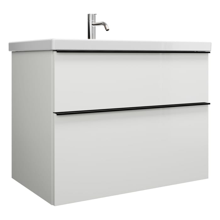 burgbad Eqio Waschtischkombination mit Keramik-Waschtisch, 83 cm, mit Griffleiste G0252