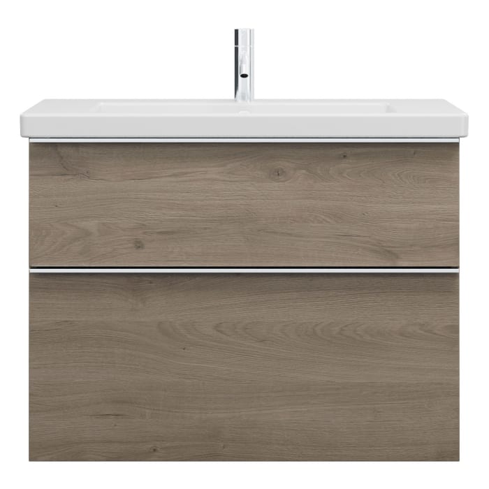 burgbad Eqio Waschtischkombination mit Keramik-Waschtisch, 83 cm, mit Griffleiste G0251