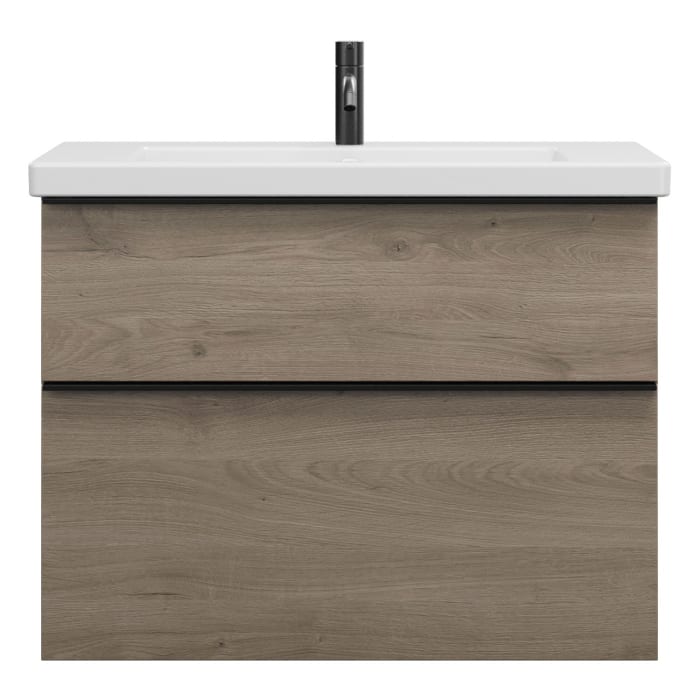 burgbad Eqio Waschtischkombination mit Keramik-Waschtisch, 83 cm, mit Griffleiste G0252