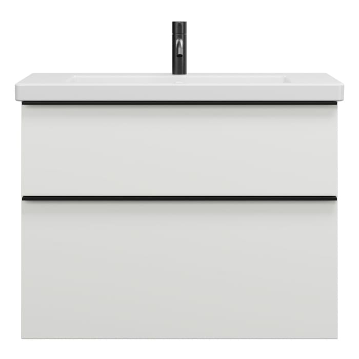 burgbad Eqio Waschtischkombination mit Keramik-Waschtisch, 83 cm, mit Griffleiste G0252