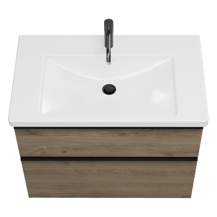 burgbad Eqio Waschtischkombination mit Keramik-Waschtisch, 83 cm, mit Griffleiste G0252