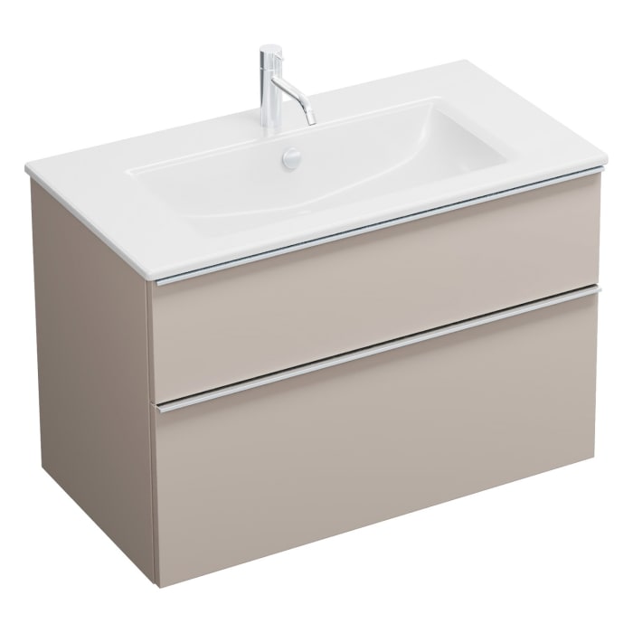 burgbad Eqio Waschtischkombination mit Keramik-Waschtisch Slim, 92 cm, mit Griffleiste G0251