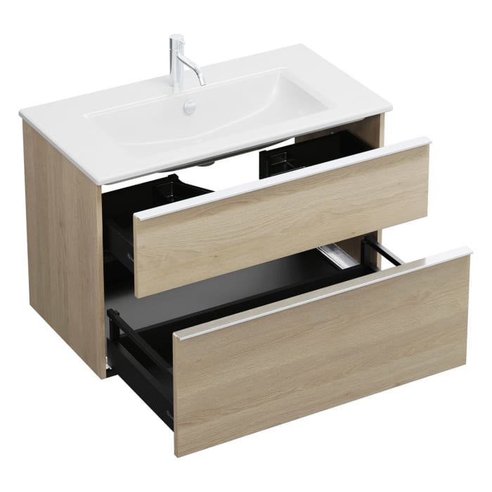 burgbad Eqio Waschtischkombination mit Keramik-Waschtisch Slim, 92 cm, mit Griffleiste G0251