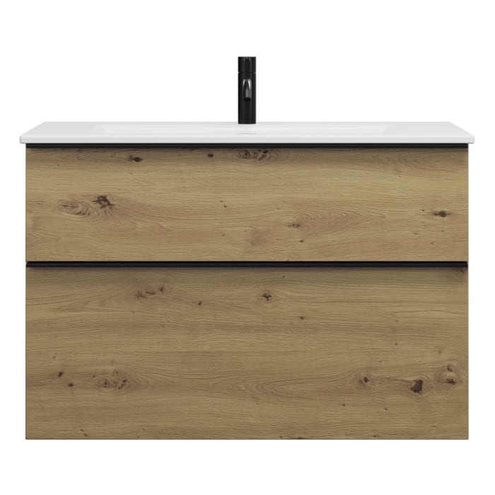 burgbad Eqio Waschtischkombination mit Keramik-Waschtisch Slim, 92 cm, mit Griffleiste G0252