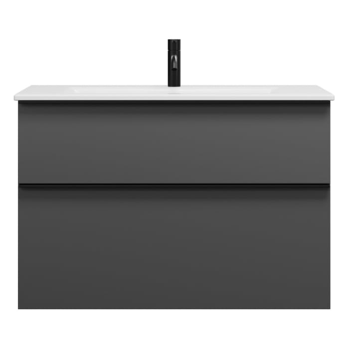 burgbad Eqio Waschtischkombination mit Keramik-Waschtisch Slim, 92 cm, mit Griffleiste G0252