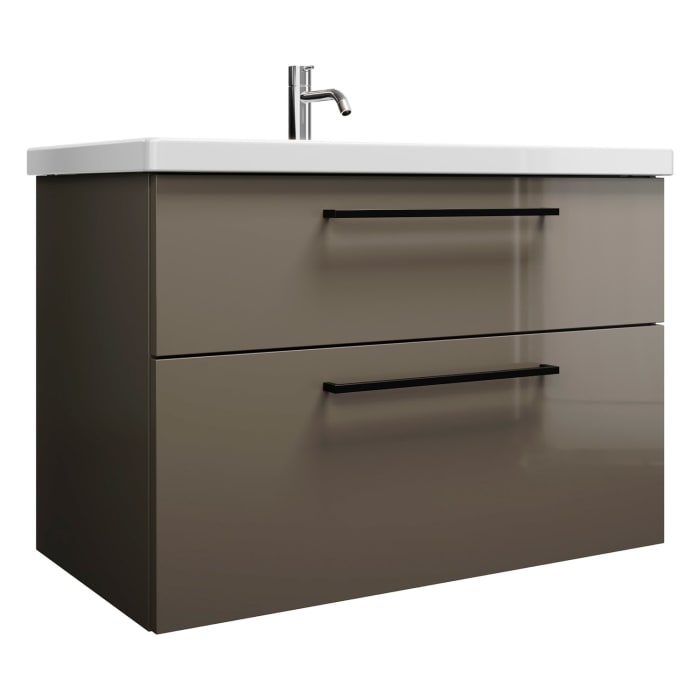 burgbad Eqio Waschtischkombination mit Keramik-Waschtisch, 93 cm, mit Stangengriff G0234