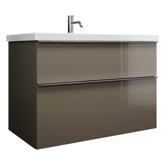 burgbad Eqio Waschtischkombination mit Keramik-Waschtisch, 93 cm, mit Griffleiste G0251