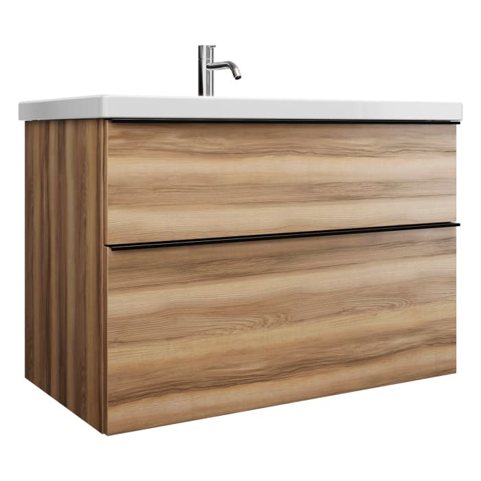 burgbad Eqio Waschtischkombination mit Keramik-Waschtisch, 93 cm, mit Griffleiste G0252