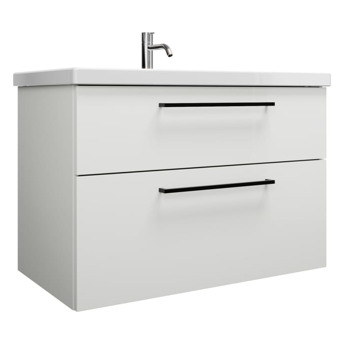 burgbad Eqio Waschtischkombination mit Keramik-Waschtisch, 93 cm, mit Stangengriff G0234