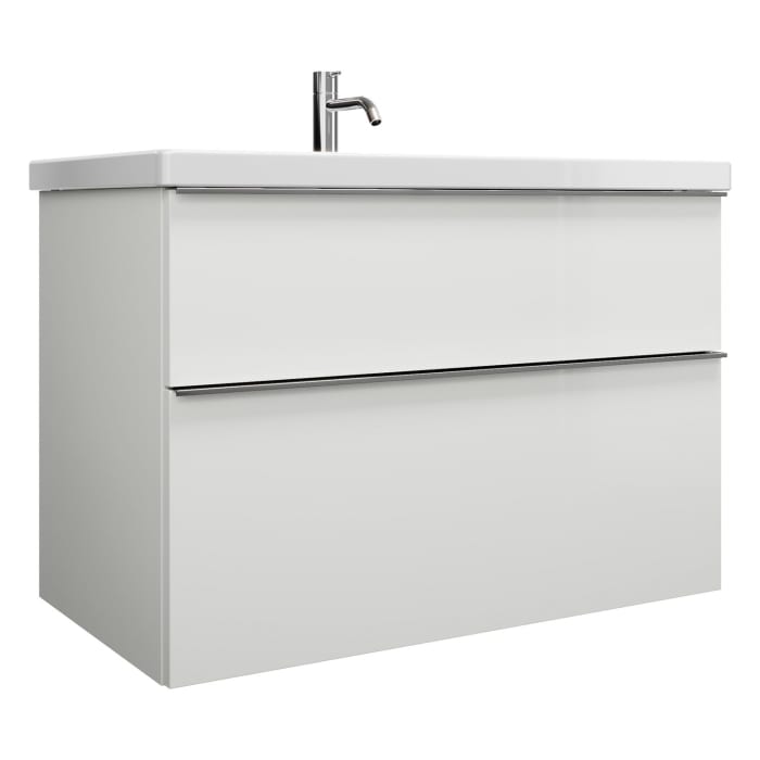 burgbad Eqio Waschtischkombination mit Keramik-Waschtisch, 93 cm, mit Griffleiste G0251