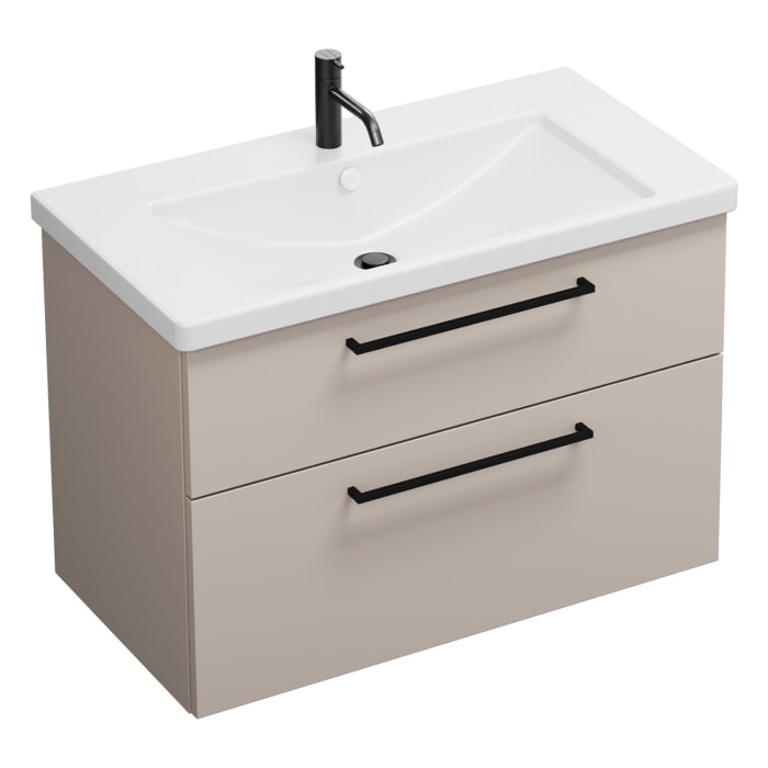 burgbad Eqio Waschtischkombination mit Keramik-Waschtisch, 93 cm, mit Stangengriff G0234